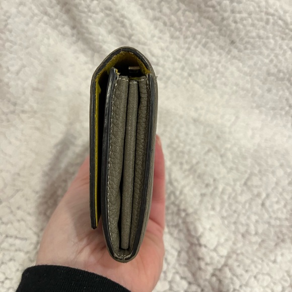 Céline Grey-Taupe Bicolor Yellow Bifold Snap Large Long Flap Wallet - Picture 6 of 16